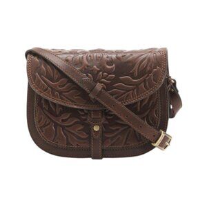 GIANNI CONTI Leather Saddle 4 Compartment Flap Crossbody
